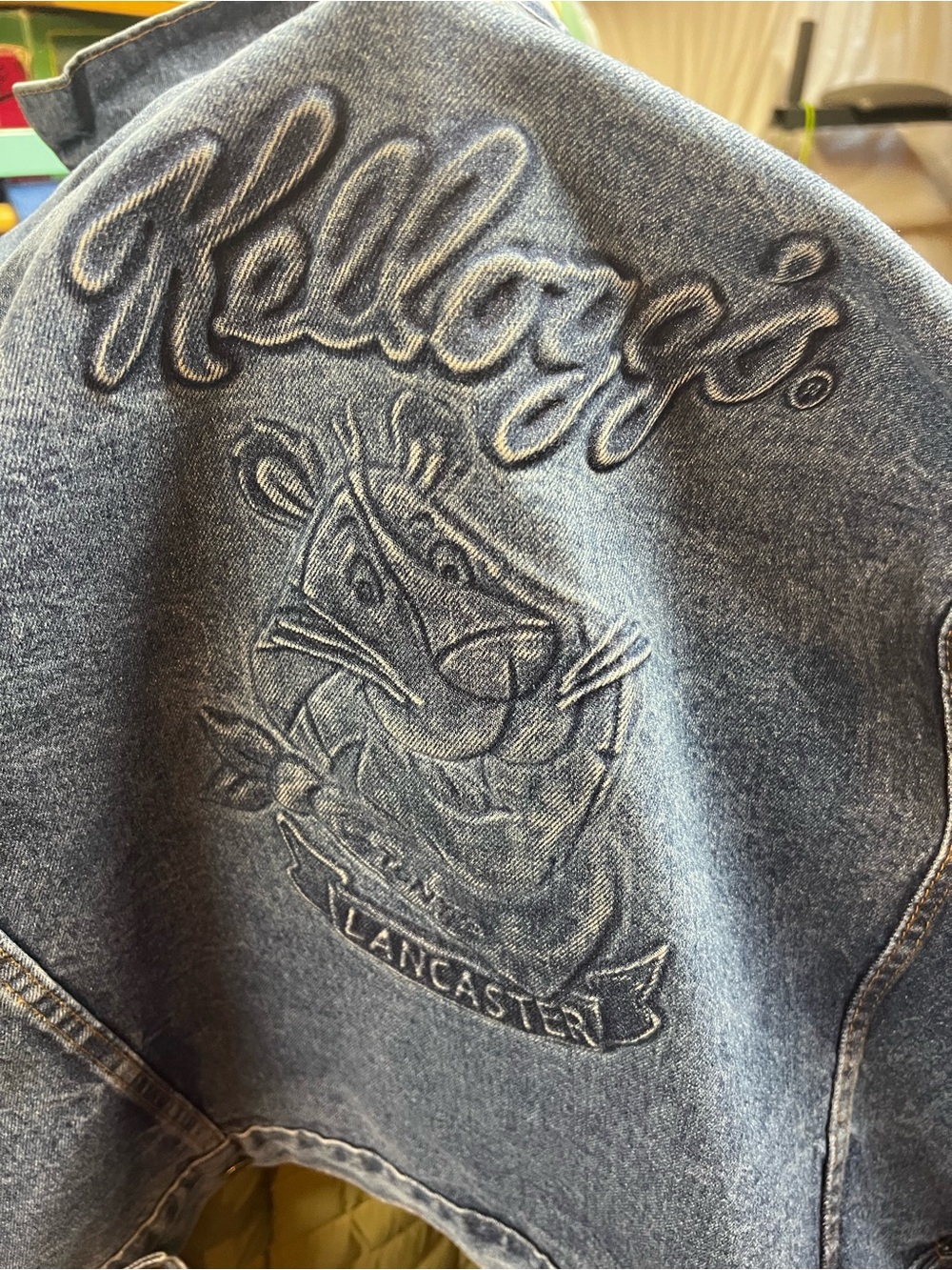 Raised Kelloggs Lancaster Blue Denim Jacket with Embroidered Kellogg's Motif